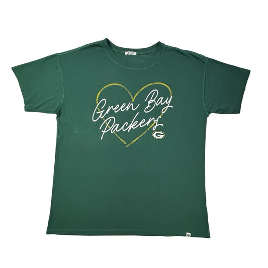 47 Brand Green Bay Packers Women’s Large T-Shirt Heart Graphic Short sleeve