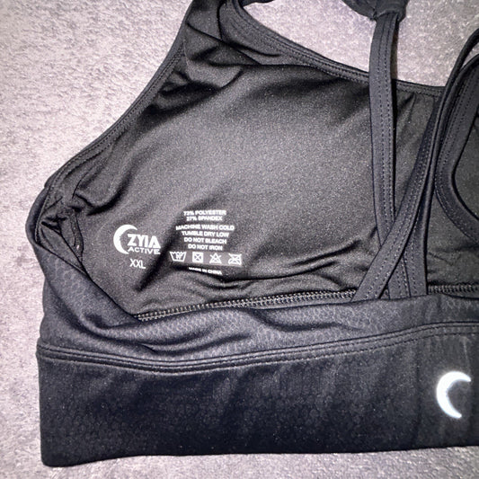 ZYIA Active Sports Bra Womens XXL Black Animal Print Athletic Workout