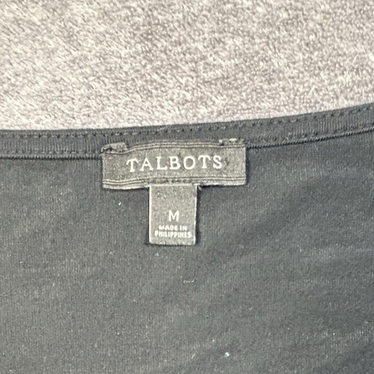 Talbots Women’s Black Draped Cowl Neck Long Sleeve Top – Size M