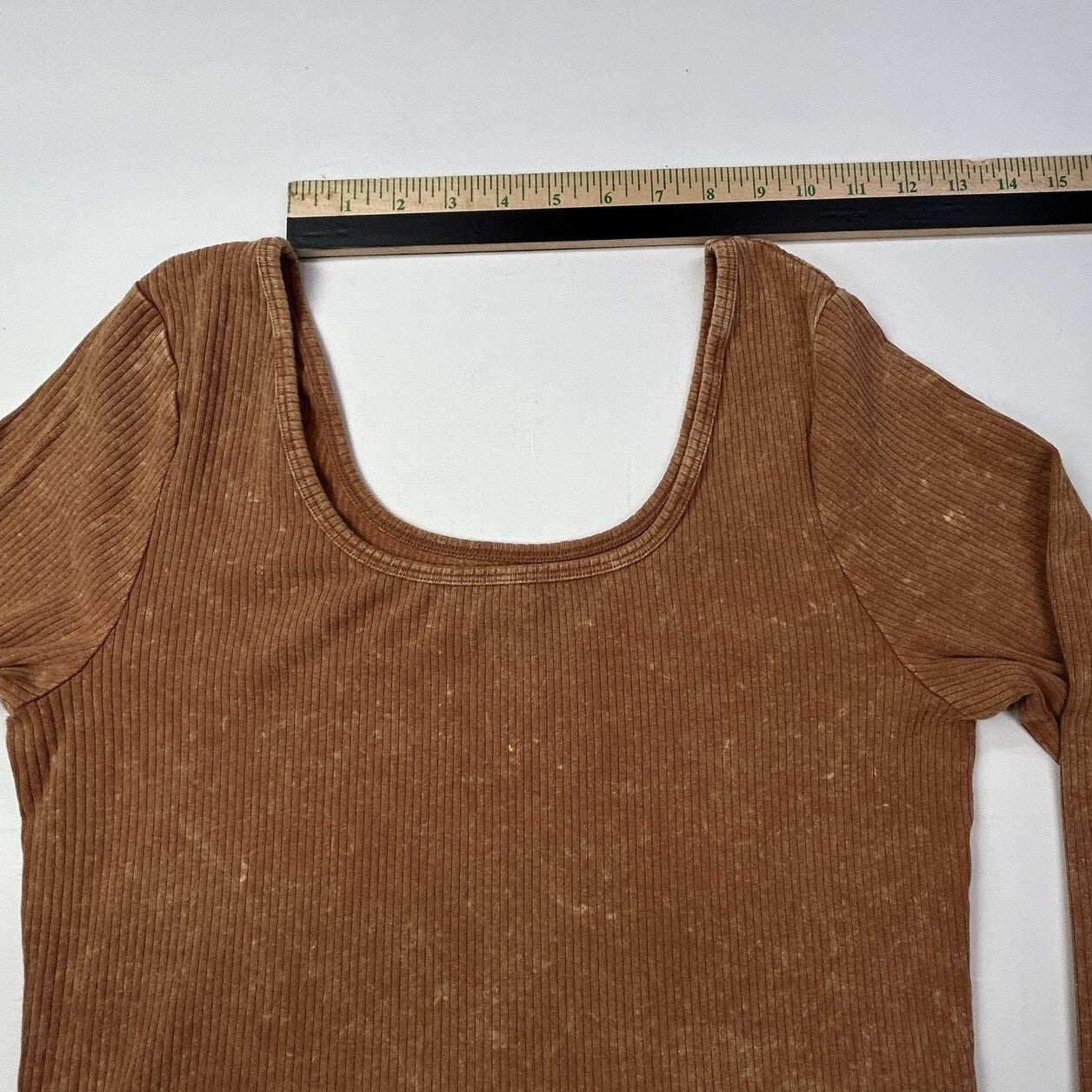 Wild Fable Women’s XXL Deep Orange Ribbed Crop Top Long Sleeve Stretch Casual