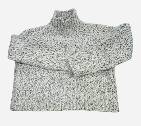 Vince Wool Cashmere Turtleneck Sweater M Chunky Knit Italian Yarn Ivory Gray