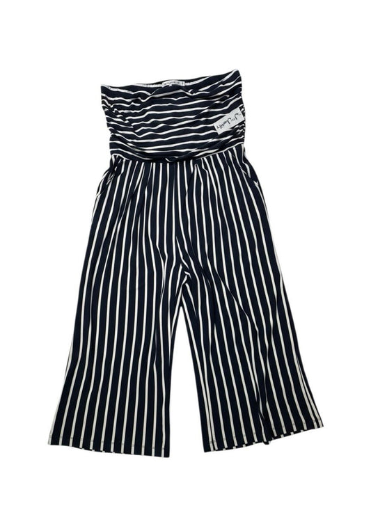 J for Justify Womens 3X Navy White Striped Wide Leg Palazzo Pants Plus Size