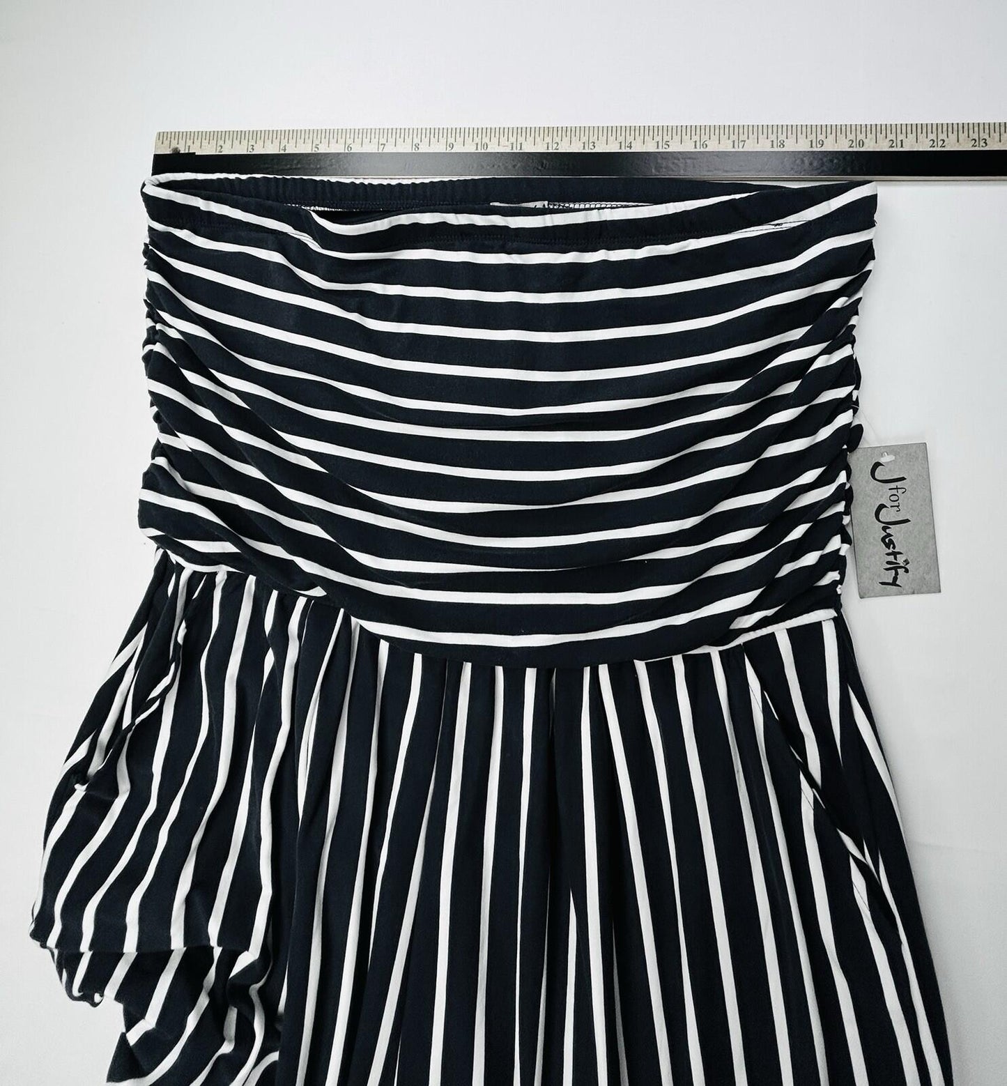 J for Justify Womens 3X Navy White Striped Wide Leg Palazzo Pants Plus Size