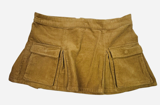 Wild Fable XL Brown Corduroy Mini Skirt Cargo Pocket Stretch Women's Tan