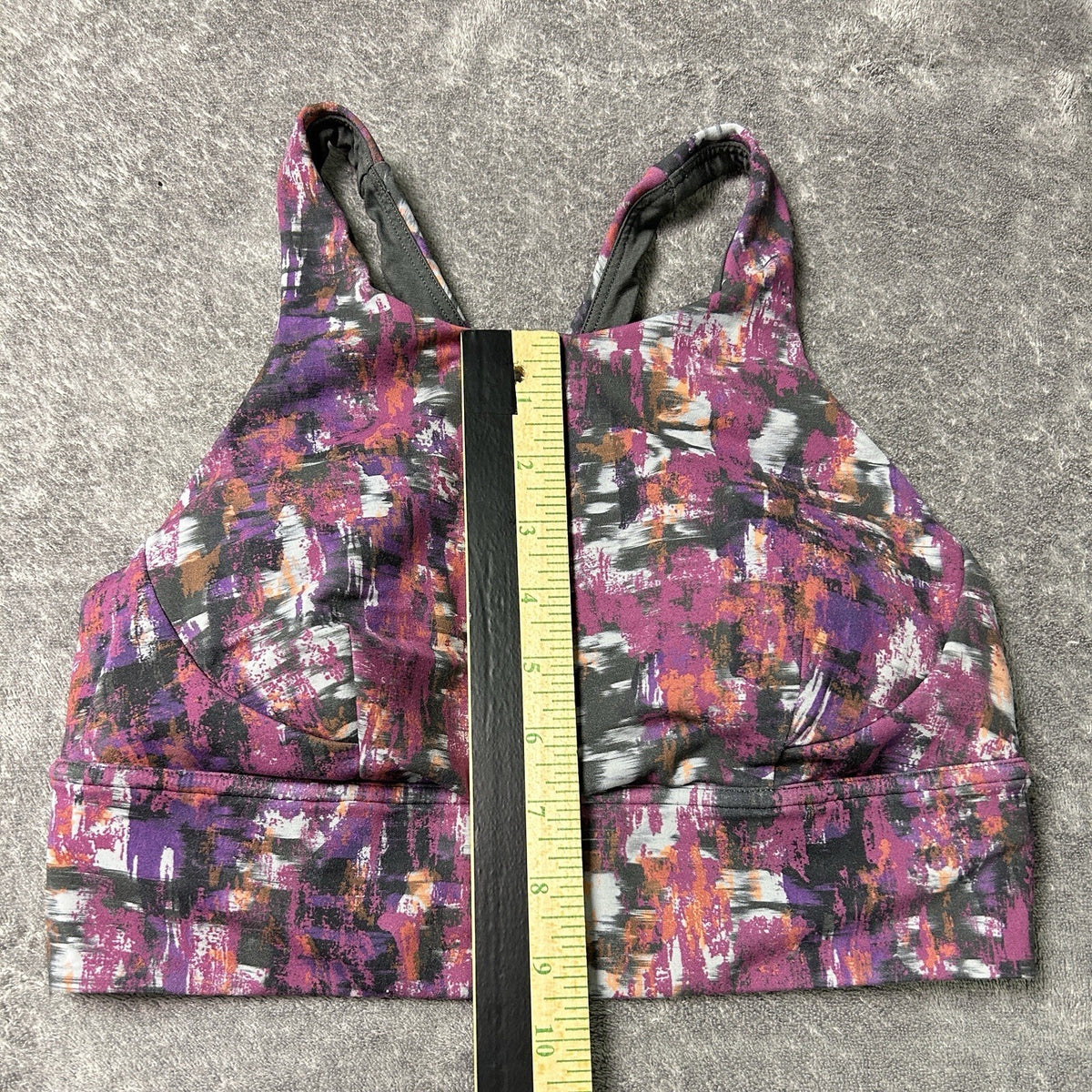 Lululemon Wunder Train Longline Sports Bra Size 8 Purple Black Abstract Print