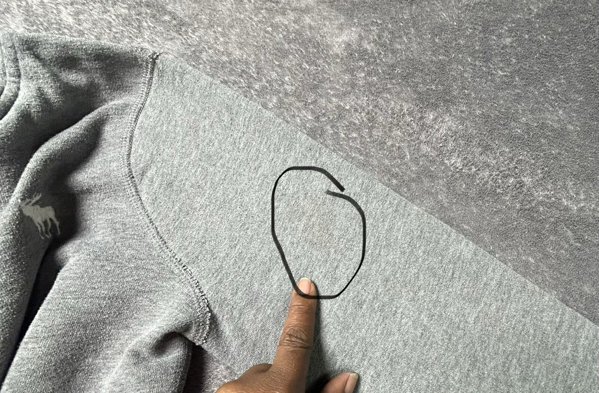 Abercrombie & Fitch Hoodie Women’s L Gray Henley Moose Striped Hood Y2K