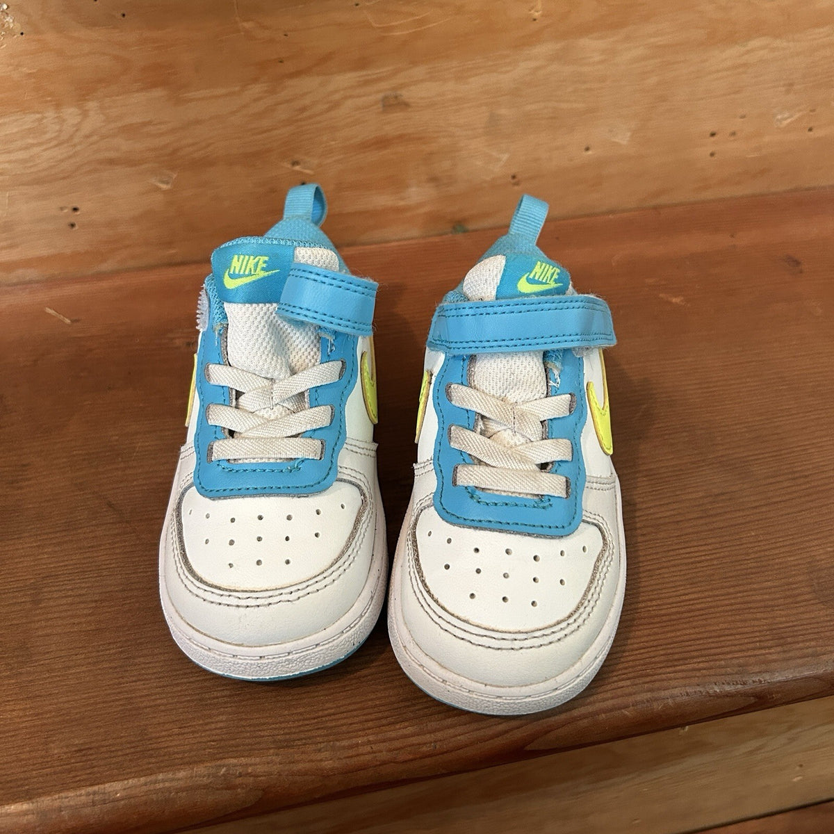 Nike Court Borough Low 2 Toddler 7C White Blue Volt Sneakers BQ5453-122