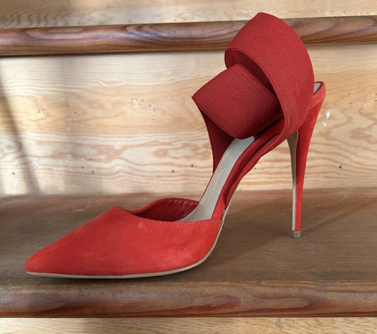ALDO Red Suede Ybelilla Pointed w/Wrap-Around Elastic Strap