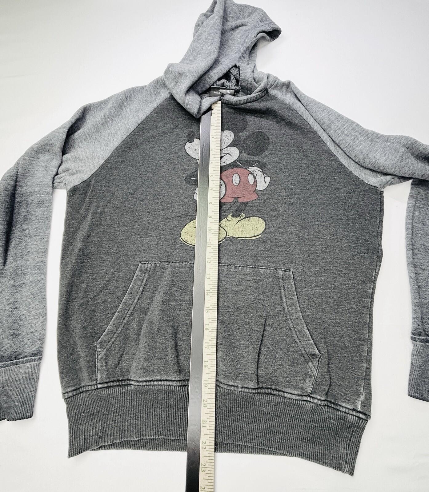Disney Mickey Mouse Hoodie Sweatshirt Gray Pullover Graphic Adult Small