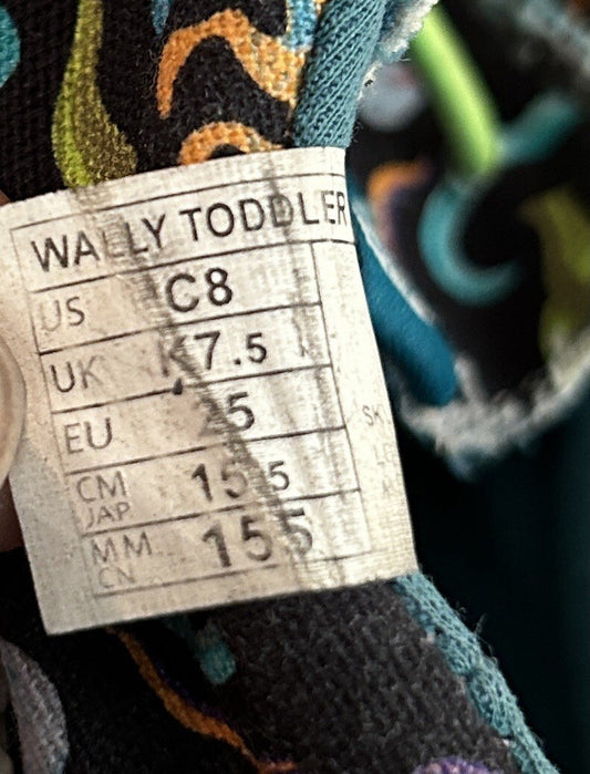 Hey Dude Wally Toddler C8 Dinosaur Shoes Black Multicolor Green Bungee Lace