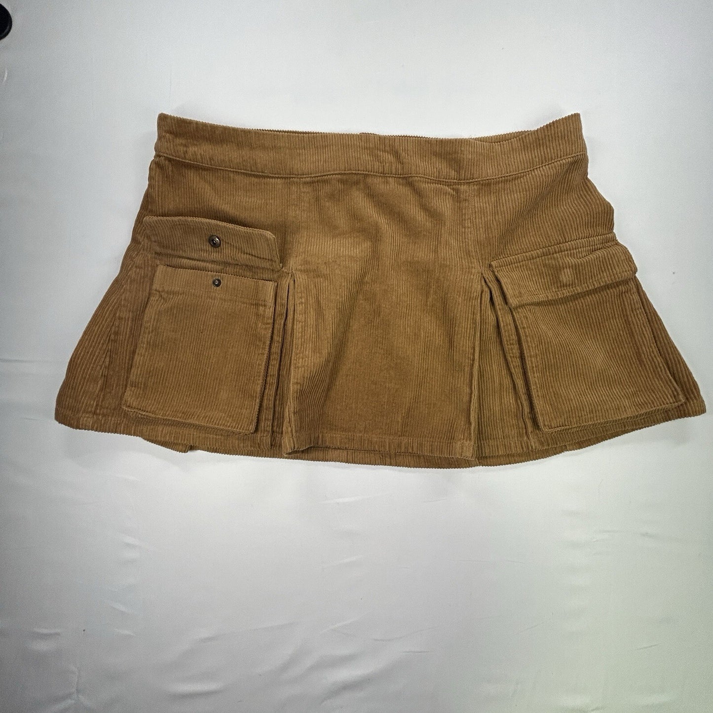 Wild Fable XL Brown Corduroy Mini Skirt Cargo Pocket Stretch Women's Tan