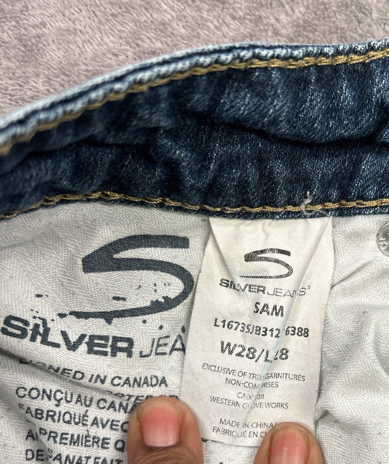 Silver Jeans Sam Womens 28 Low Rise Distressed Bootcut Jeans Medium Wash