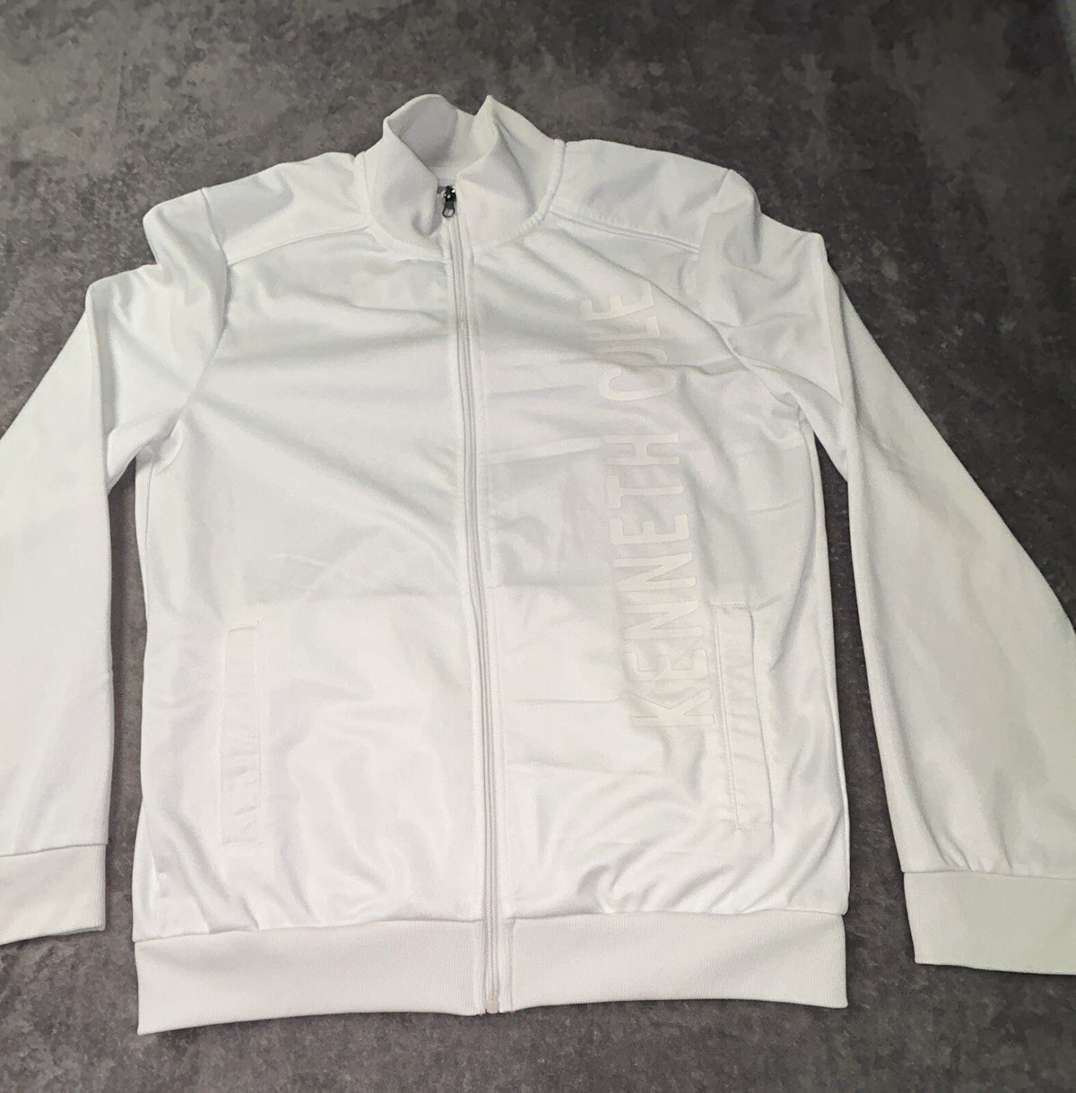 Kenneth Cole New York Mens Medium White Full Zip Athletic Jacket