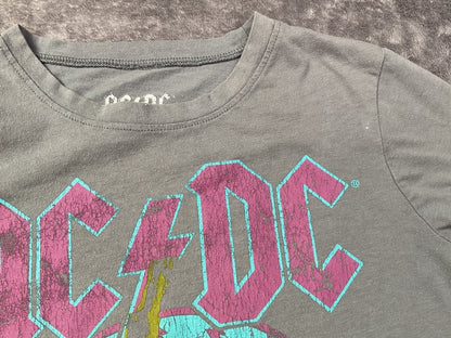 AC/DC 2000/01 World Tour Graphic T-Shirt Gray Youth XL 14-16 Short Sleeve