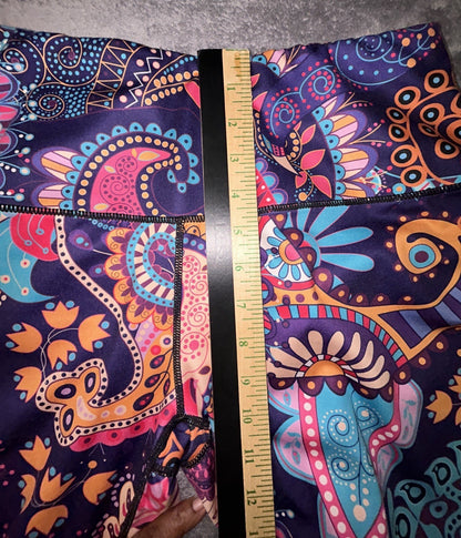 DOUPOD Women's XL Paisley Floral High Waisted Yoga Leggings Multicolor