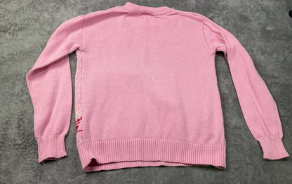 Hello Kitty Sanrio Girls Pink Holiday Christmas Knit Sweater Size M 7/8 Hearts