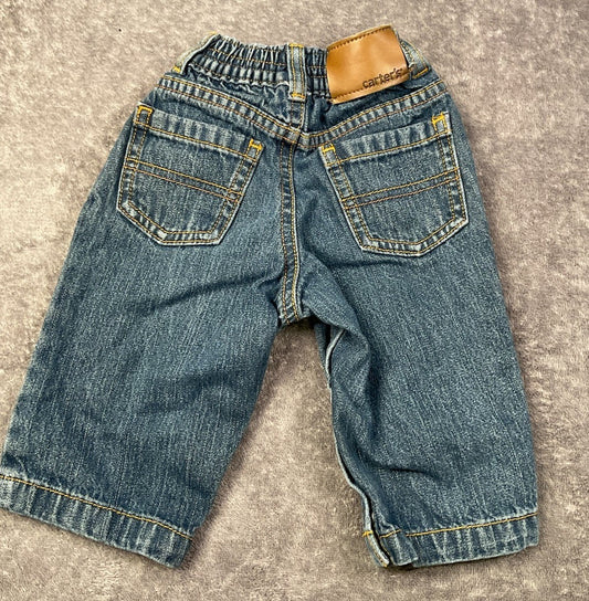 Carter's Baby Denim Jeans 6 Months Snap Inseam Elastic Waist Medium Wash