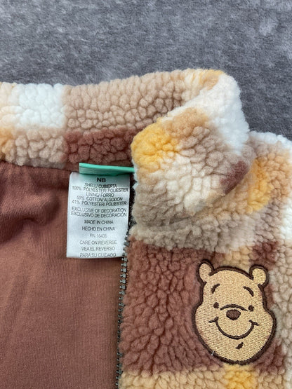 Disney Baby Winnie the Pooh Sherpa Plaid Zip Vest Newborn NB Teddy Fleece Jacket