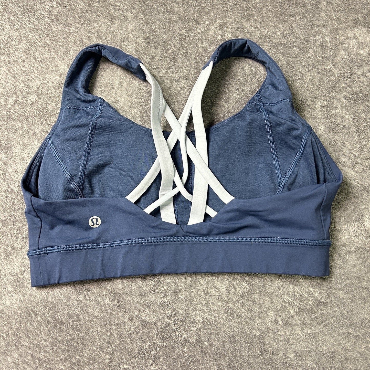 Lululemon Sports Bra Size 8 Navy Blue Strappy Back Two Tone