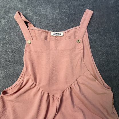 Haptics Wide Leg Bib Overalls Sleevless Jumpsuit Pink Lg