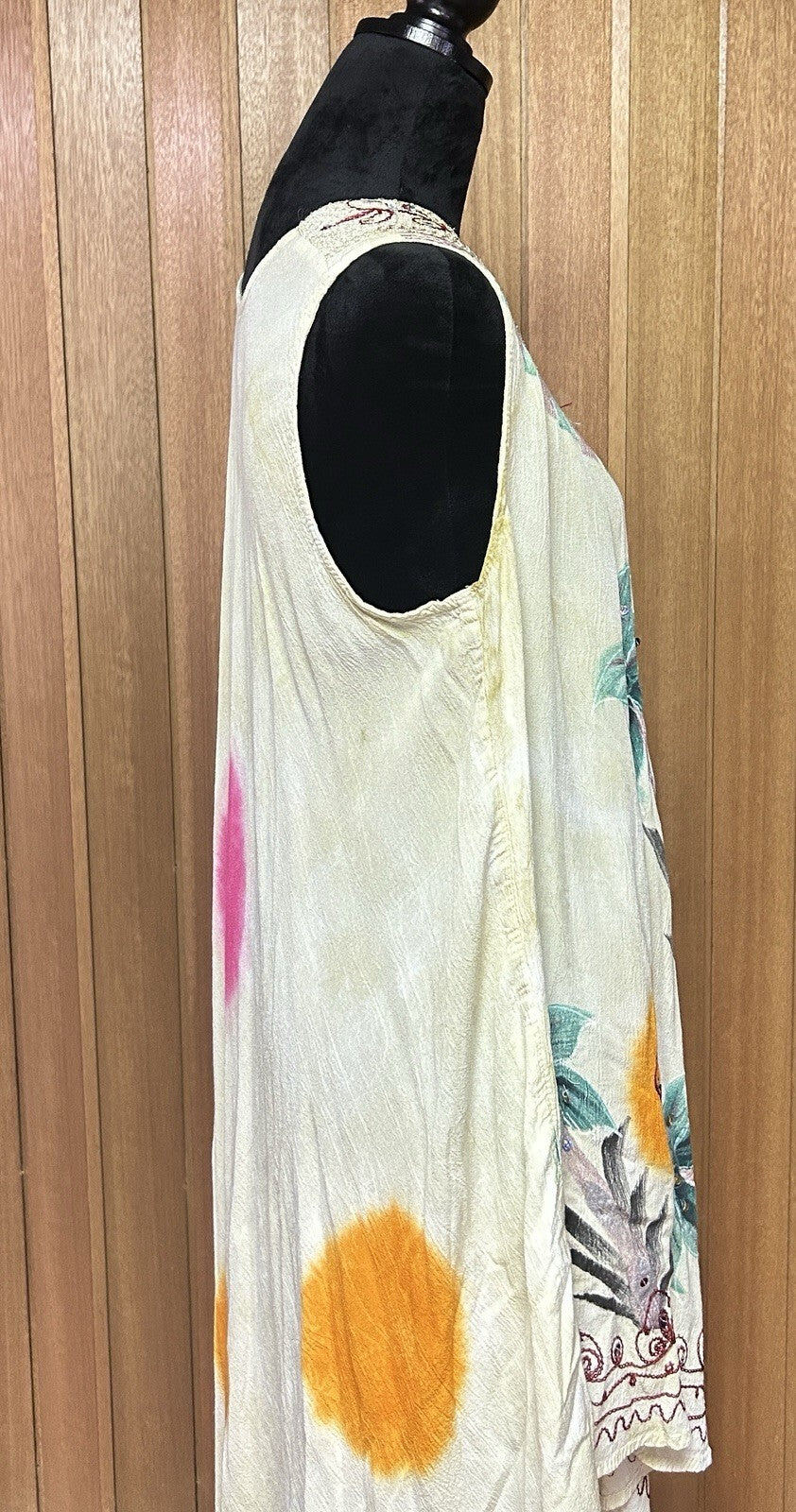 River Sun Women’s 3X Boho Dress Embroidered Sequin Floral Handkerchief Hem