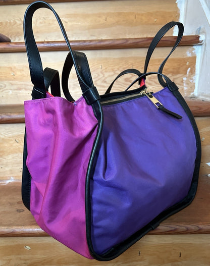 Marc Jacobs Sport Tote Bag Nylon Leather Colorblock Red Purple Pink Black