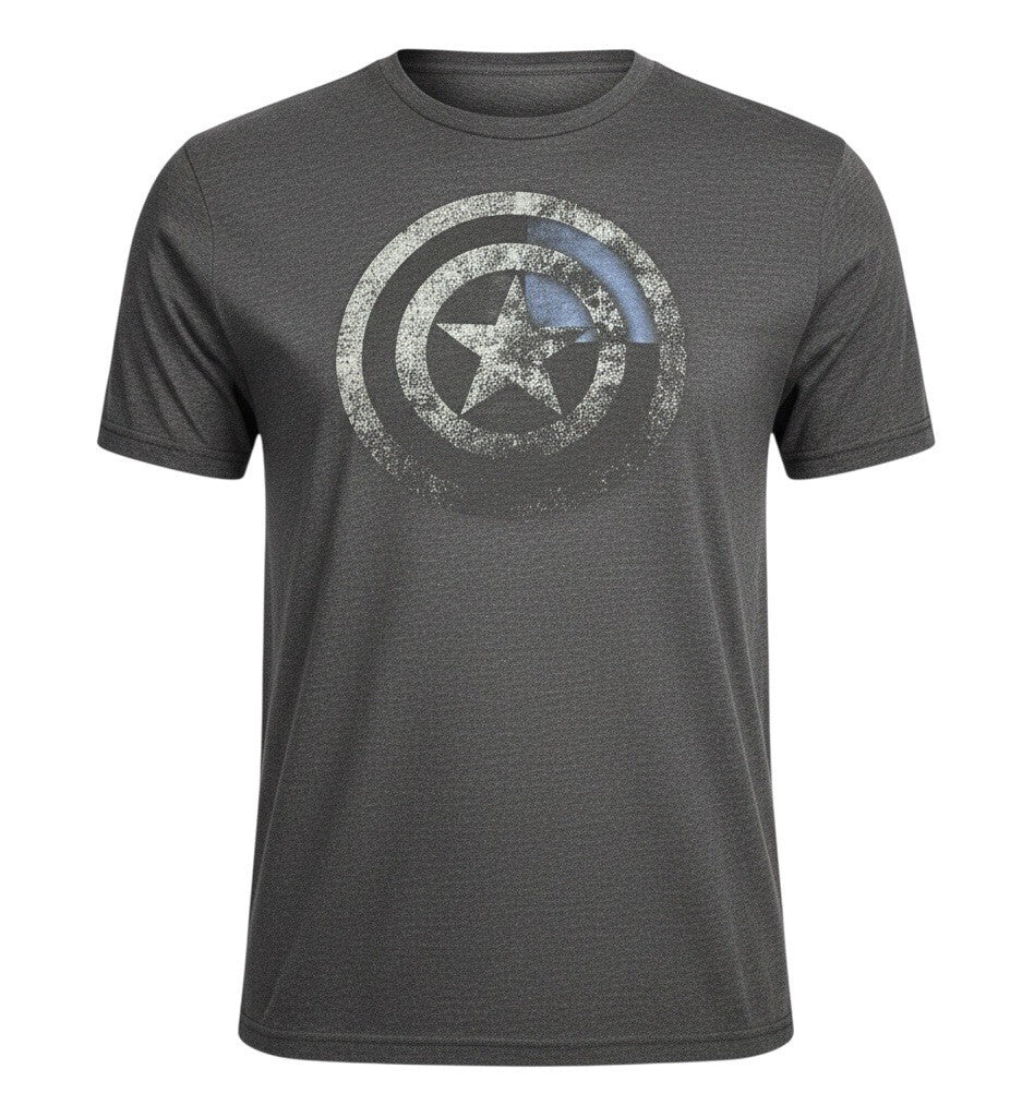 Marvel Captain America Mens 2XL T Shirt Shield Logo Gray Mad Engine Graphic Tee