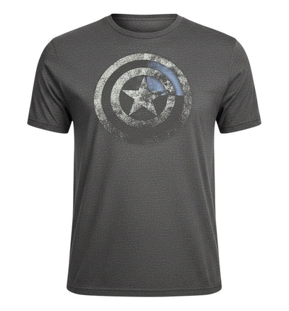 Marvel Captain America Mens 2XL T Shirt Shield Logo Gray Mad Engine Graphic Tee