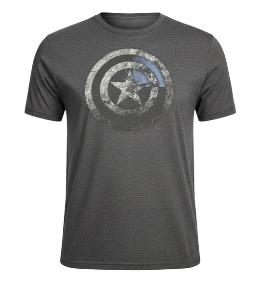 Marvel Captain America Mens 2XL T Shirt Shield Logo Gray Mad Engine Graphic Tee