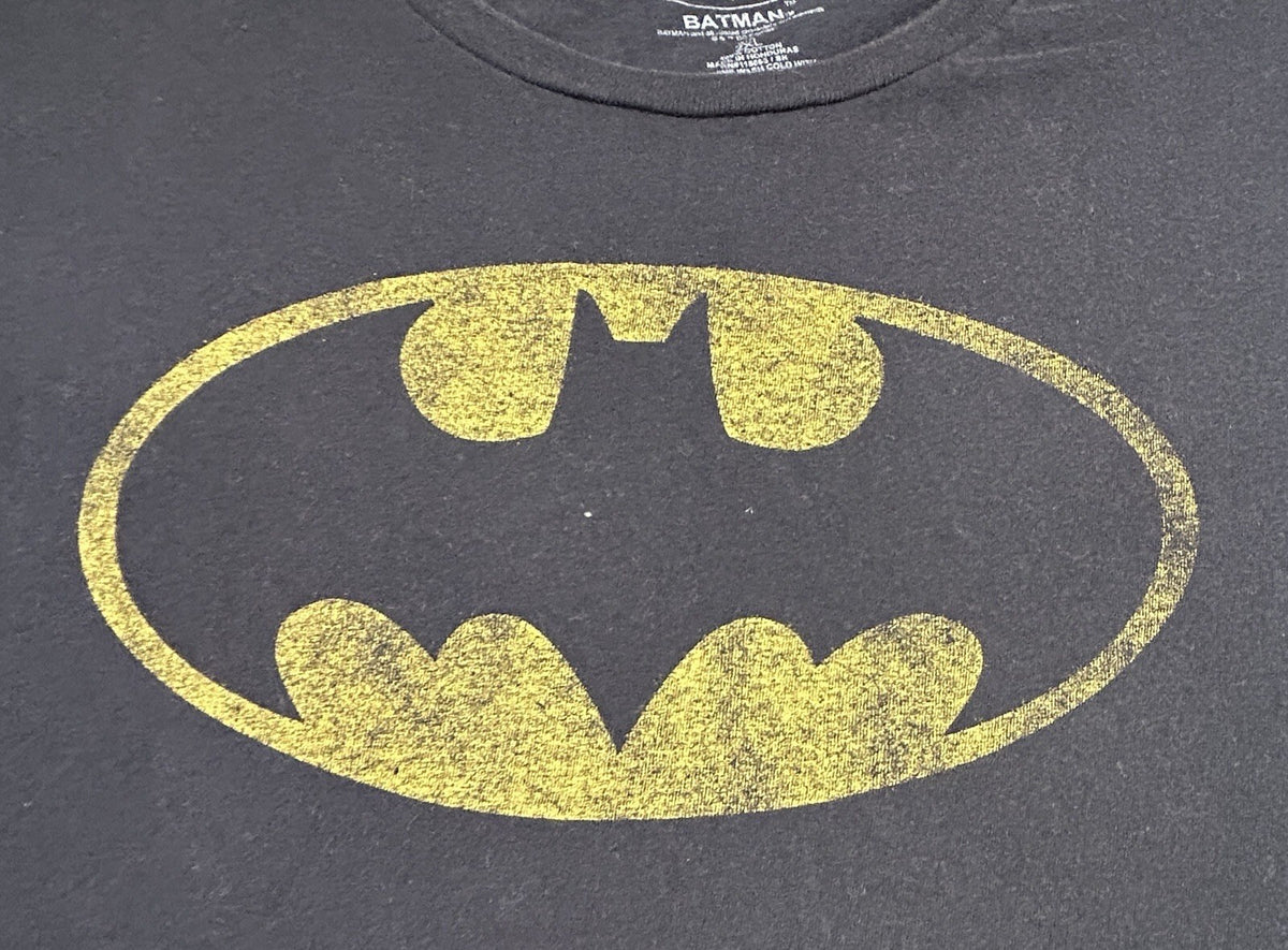 Batman Mens XXL T Shirt Black Yellow Logo DC Comics Graphic Tee 2XL