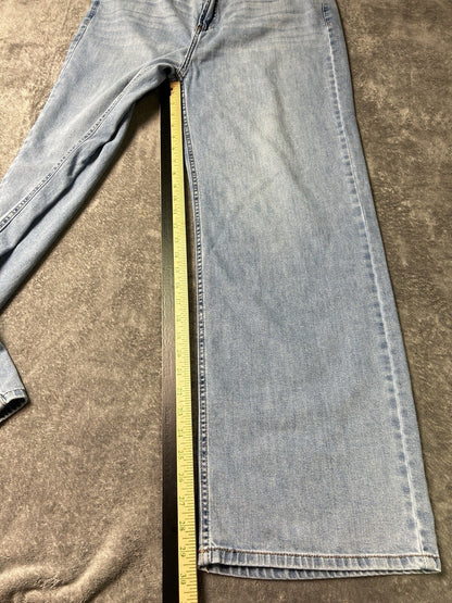 OAT New York Cloud Luxe Jeans Womens 12/31 High Rise Wide Leg Light Wash Denim
