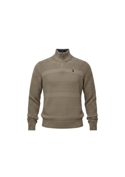 U.S. Polo Assn Quarter Zip Sweater Men’s Medium Tan Beige Textured Knit Pullover