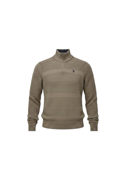U.S. Polo Assn Quarter Zip Sweater Men’s Medium Tan Beige Textured Knit Pullover