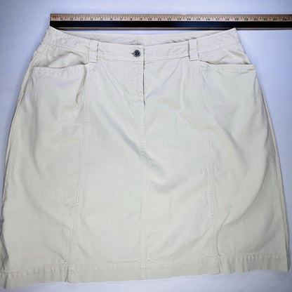 Talbots Woman Petites 18W Stretch Ivory A-Line Skirt Cotton Blend Knee Length