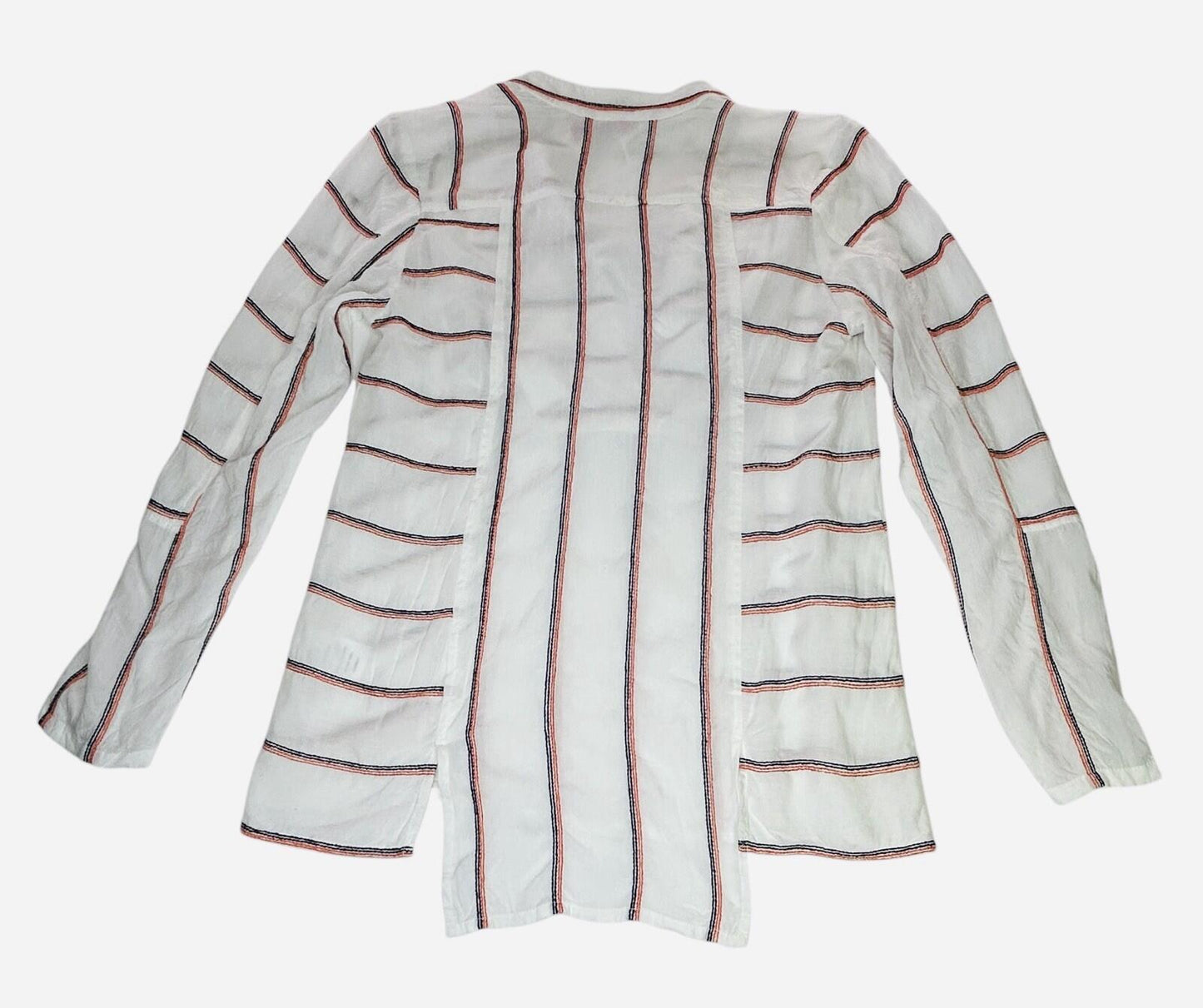 Plenty By Tracy Reese XS White Stripe Tunic Blouse Long Sleeve Popover Top Boho