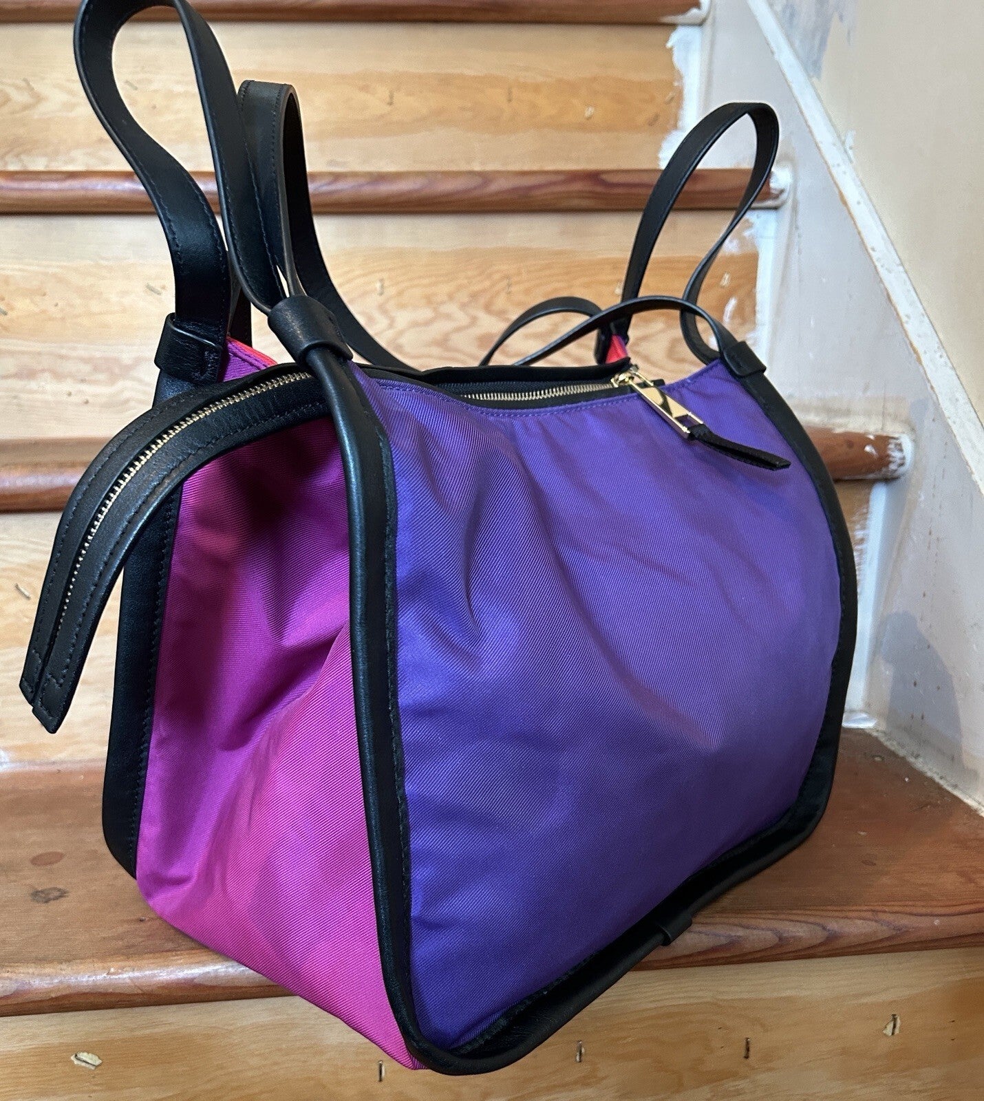 Marc Jacobs Sport Tote Bag Nylon Leather Colorblock Red Purple Pink Black