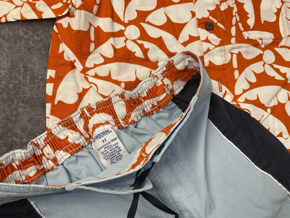Gymboree Boys Hawaiian Shirt & Swim Trunks Set Orange Blue Size 3T Beach