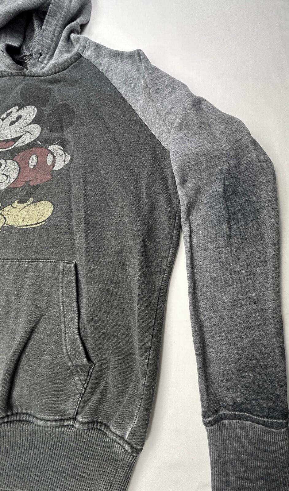Disney Mickey Mouse Hoodie Sweatshirt Gray Pullover Graphic Adult Small