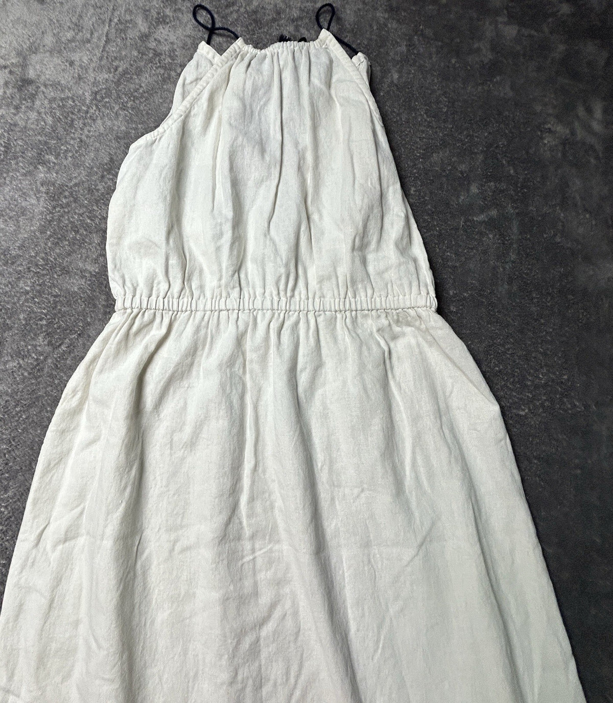 J.Crew Linen Halter Maxi Dress Womens Small Embroidered Elastic Waist
