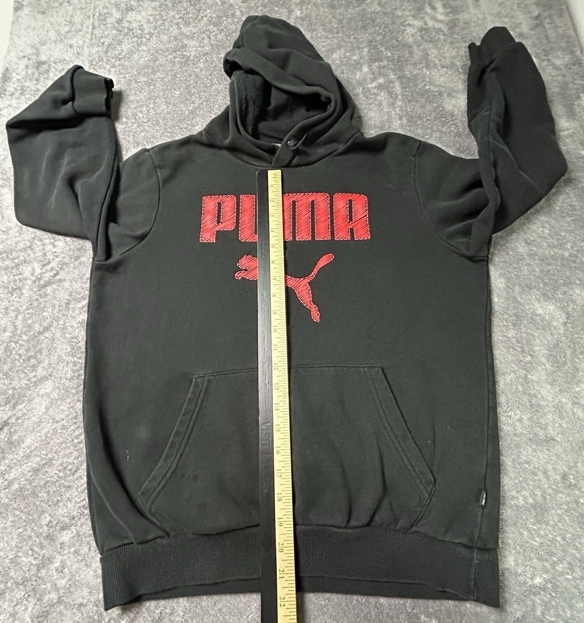 PUMA Mens Black Pullover Hoodie Red Logo Size Unknown See Measurements