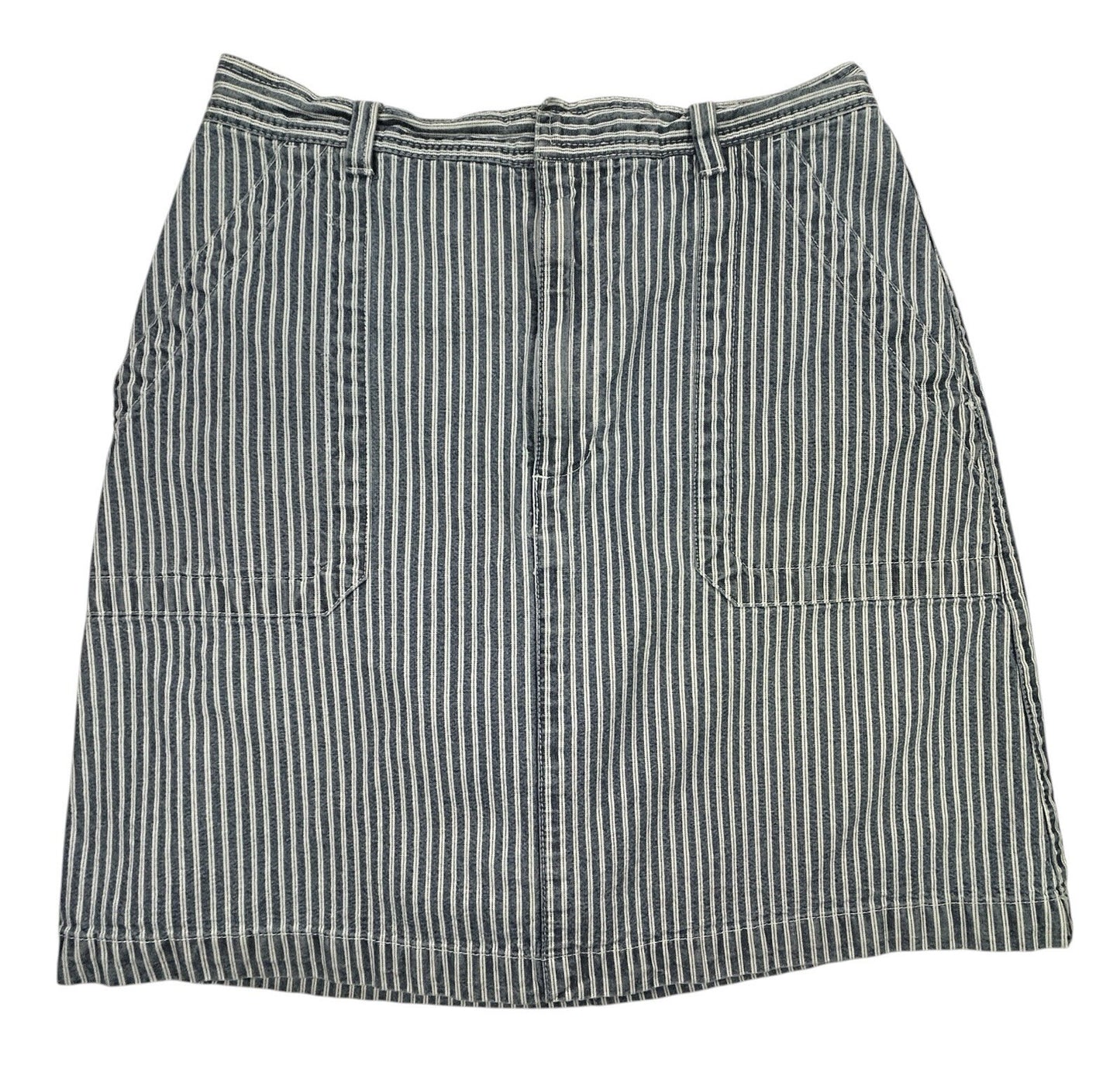 Gloria Vanderbilt Blue White Railroad Stripe Denim Skort Women's Size