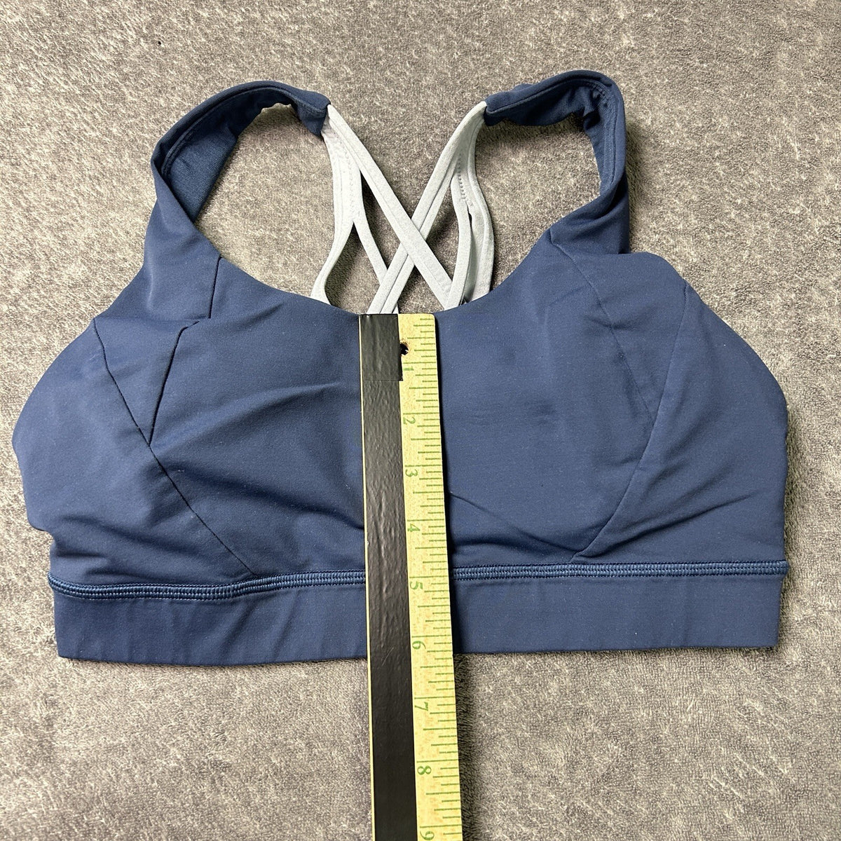 Lululemon Sports Bra Size 8 Navy Blue Strappy Back Two Tone