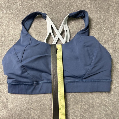 Lululemon Sports Bra Size 8 Navy Blue Strappy Back Two Tone