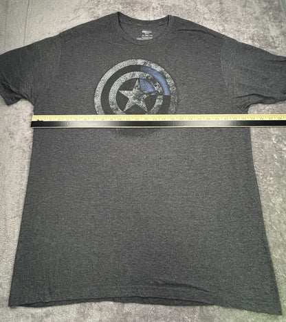 Marvel Captain America Mens 2XL T Shirt Shield Logo Gray Mad Engine Graphic Tee