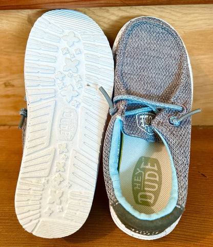 Hey Dude Wally Youth Sox Sharkskin Gray Slip On Shoes Kids Size C11 Lightweight