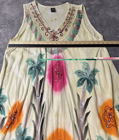 River Sun Women’s 3X Boho Dress Embroidered Sequin Floral Handkerchief Hem