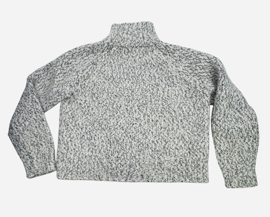 Vince Wool Cashmere Turtleneck Sweater M Chunky Knit Italian Yarn Ivory Gray