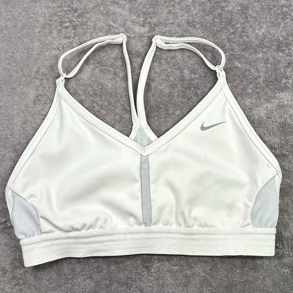 Nike Women’s Sports Bra Size Small White Gray Adjustable Strap Racerback