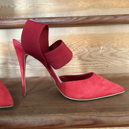 ALDO Red Suede Ybelilla Pointed w/Wrap-Around Elastic Strap