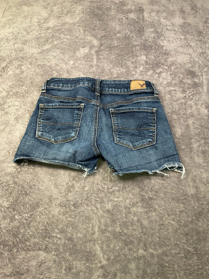 American Eagle Outfitters Girls Shortie Denim Shorts Size 00 Super Stretchy Dark